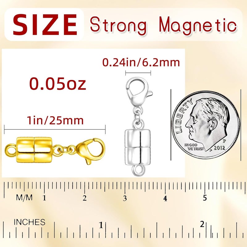 MKCYD Magnetic Necklace Clasp with Lobster Clasp,14K Gold and Silver Magnetic Jewelry Clasps for Necklace Extender Bracelet Closures - Image 2